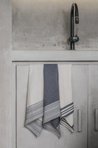 Set of 3 Cotton Tea Towels 45x70cm - Mahdia - Denim Blue