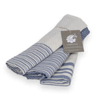 Set of 3 Cotton Tea Towels 45x70cm - Mahdia - Denim Blue