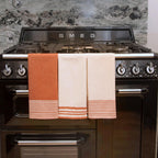 Set of 3 Cotton Tea Towels 45x70cm - Mahdia - Terracotta Red