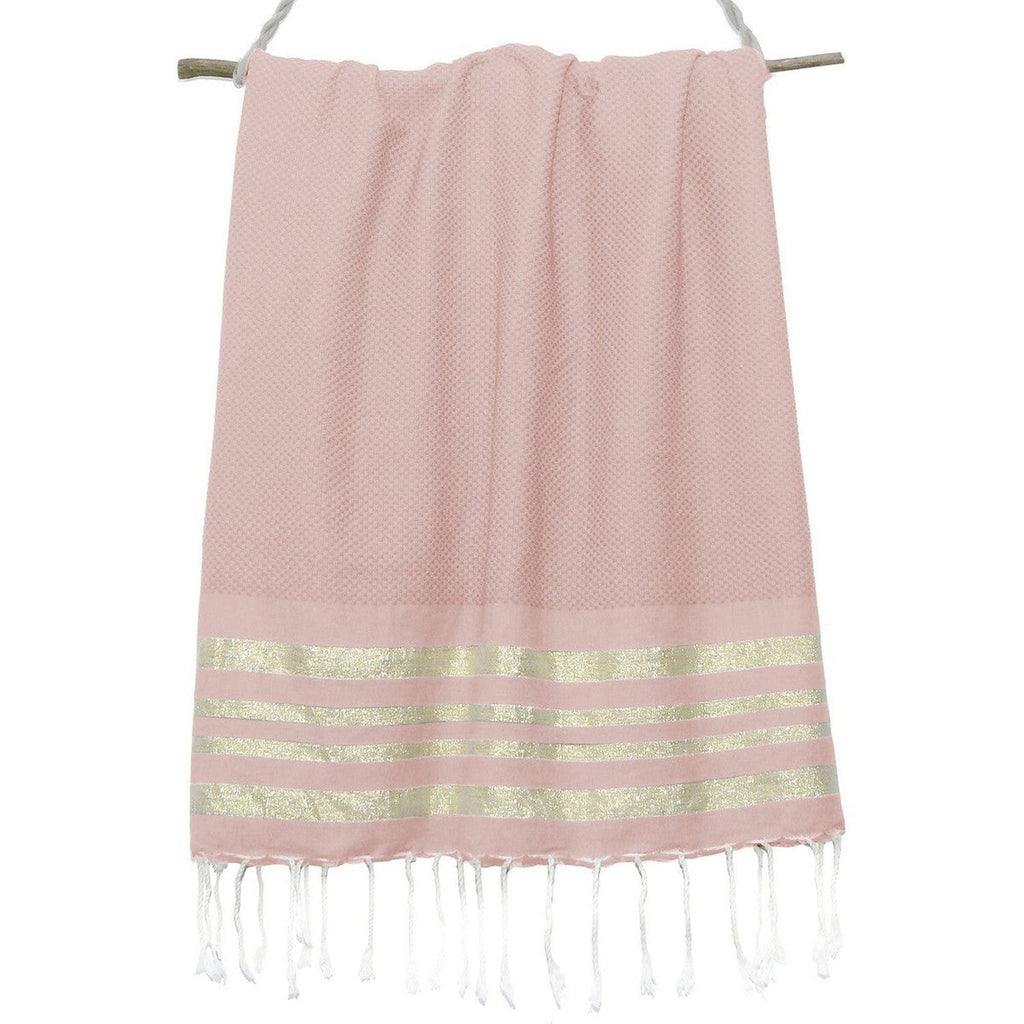 Honeycomb cotton fouta 100x200 HAMPTONS pale pink