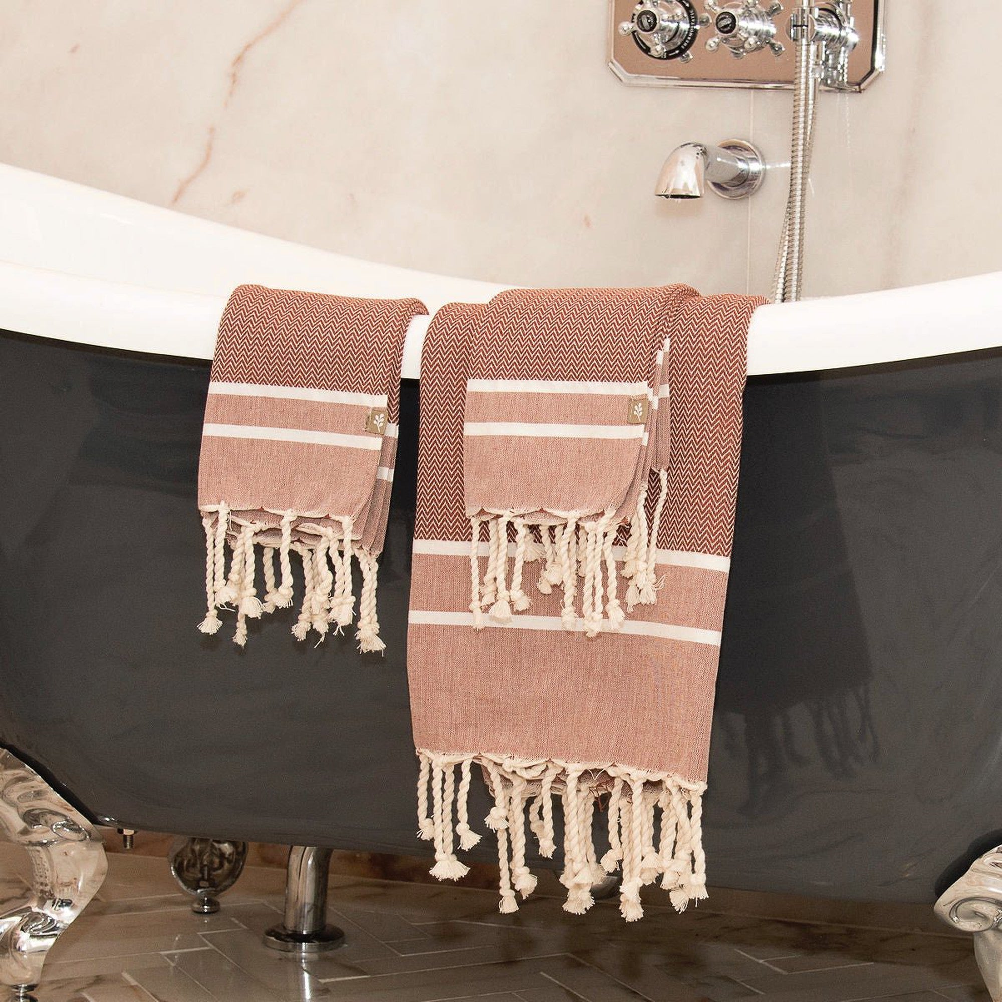 Foutas De Bain (1+2) Coton 100X200+2(50X80) Stockholm Tomette