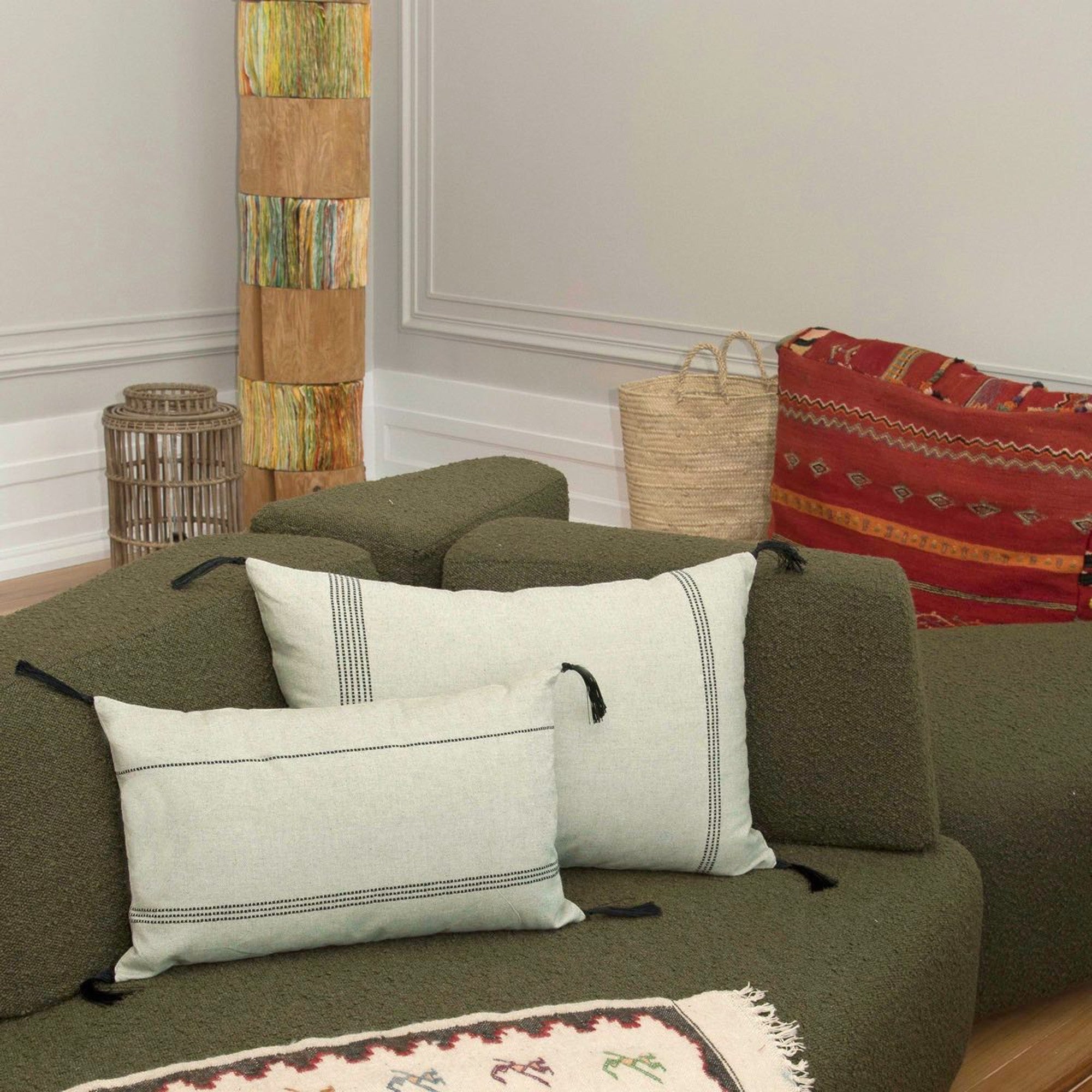 Cotton Cushion Cover 50X30 - Hana - Olive Green