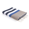 Fouta Arcachon Tricolor - Azul Denim / Azul Griego - Algodón