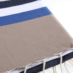 Fouta Arcachon Tricolor - Azul Denim / Azul Griego - Algodón