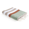 Fouta tricolore coton 100x200 ARCACHON beige / terracotta