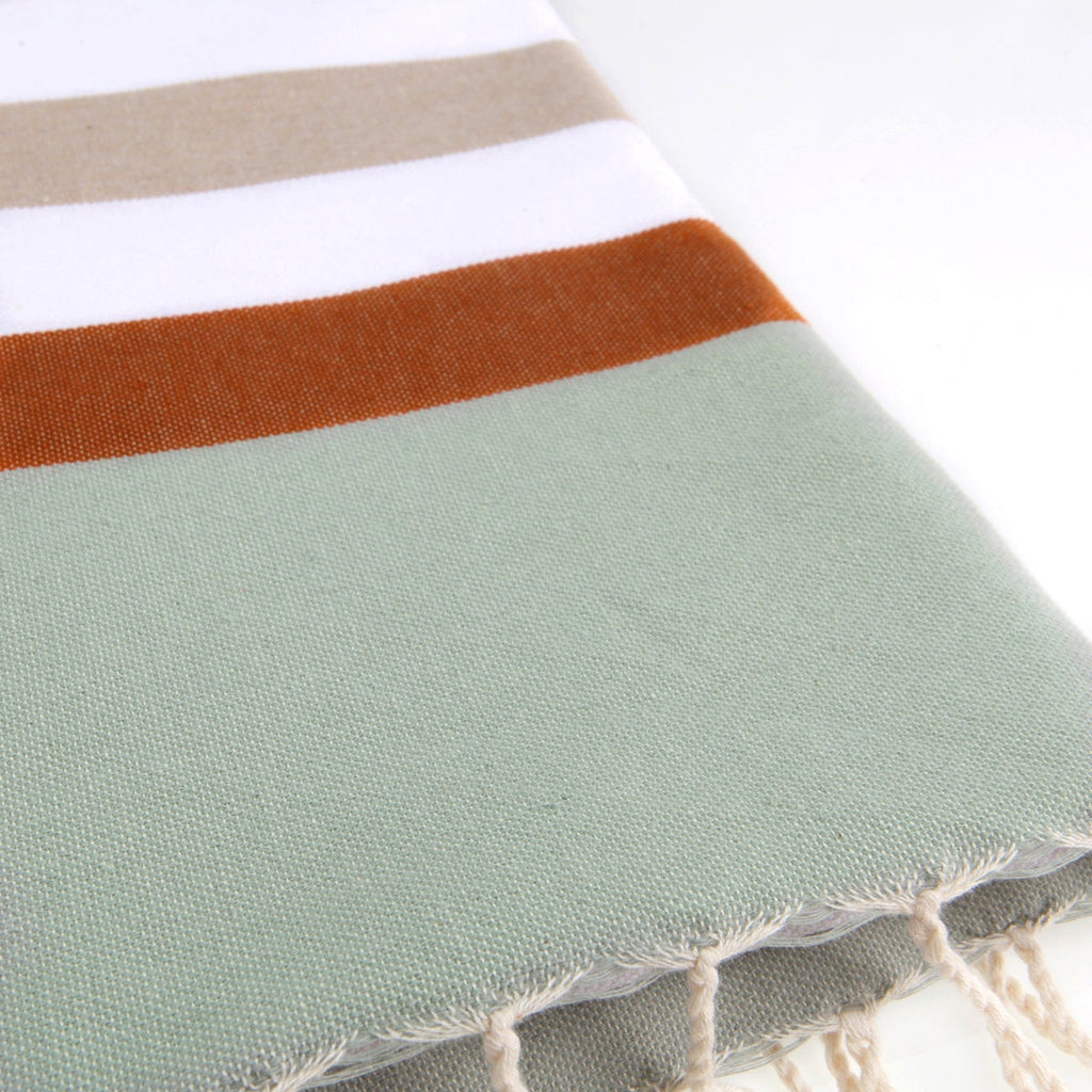 Fouta tricolore coton 100x200 ARCACHON beige / terracotta