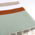 Fouta tricolore coton 100x200 ARCACHON beige / terracotta