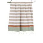 Fouta tricolore coton 100x200 ARCACHON beige / terracotta