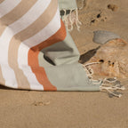 Fouta tricolore coton 100x200 ARCACHON beige / terracotta