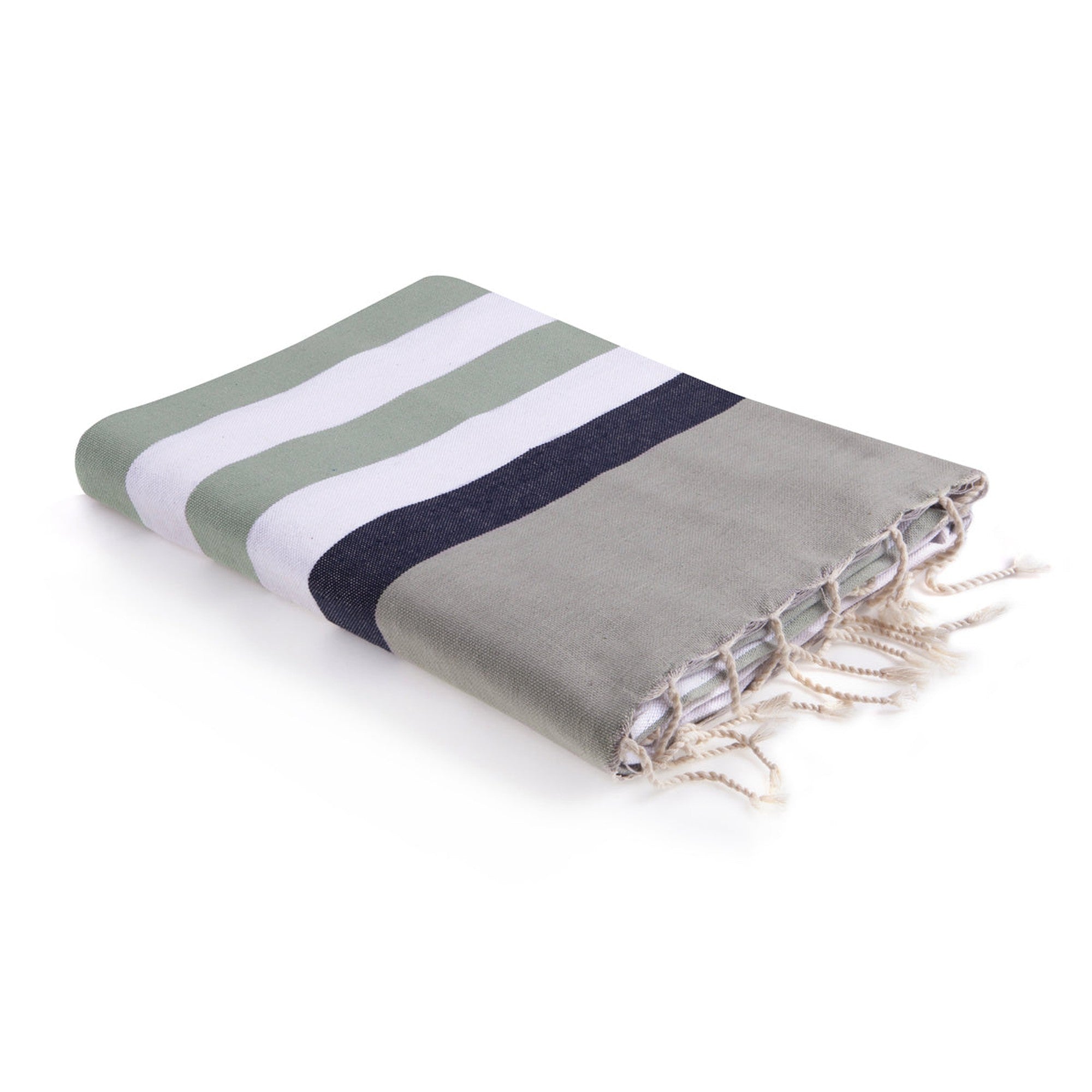Tricolor cotton fouta 100x200 ARCACHON eau de nil / denim blue