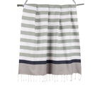 Tricolor cotton fouta 100x200 ARCACHON eau de nil / denim blue