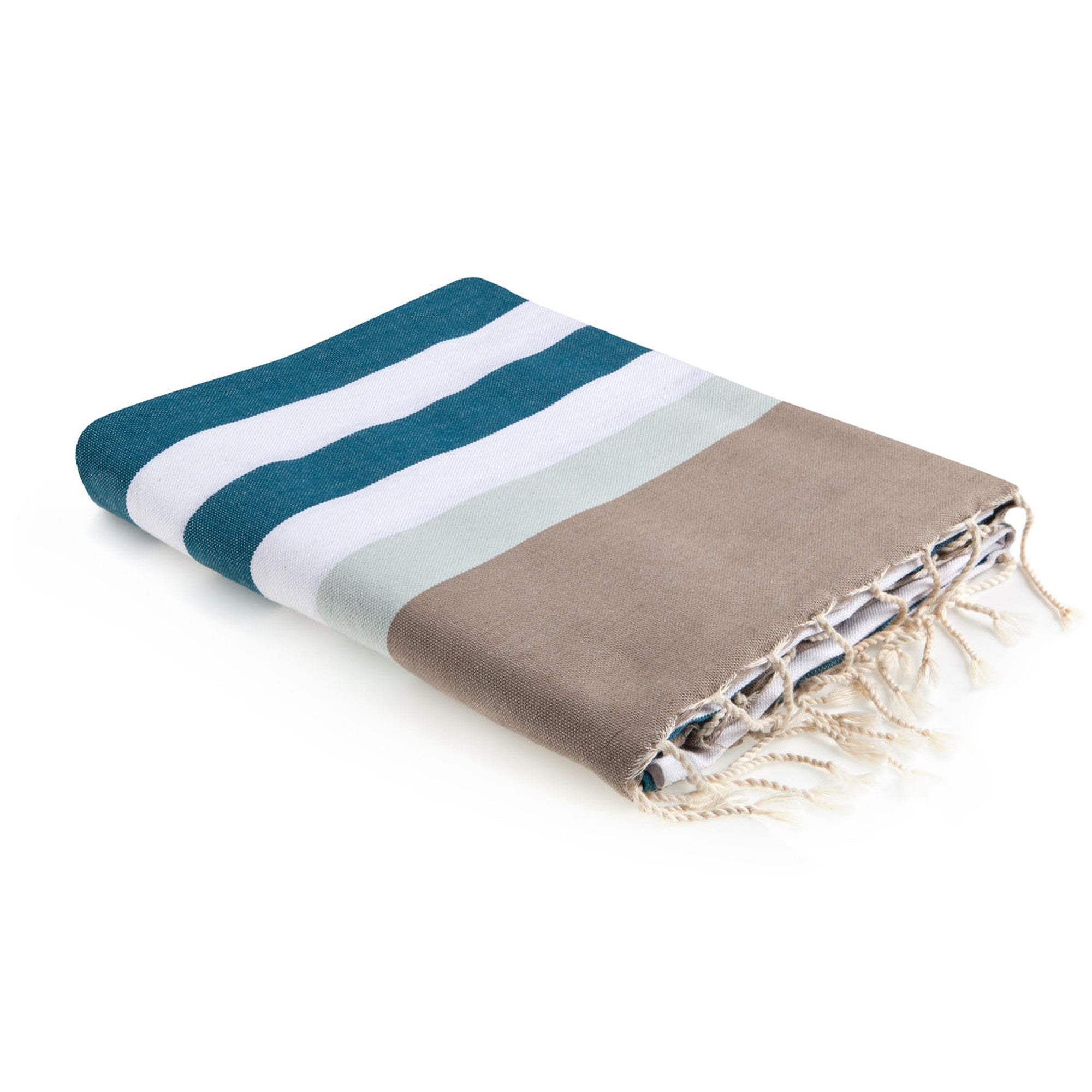 Tricolor cotton fouta 100x200 ARCACHON duck green / water green