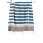 Tricolor cotton fouta 100x200 ARCACHON duck green / water green