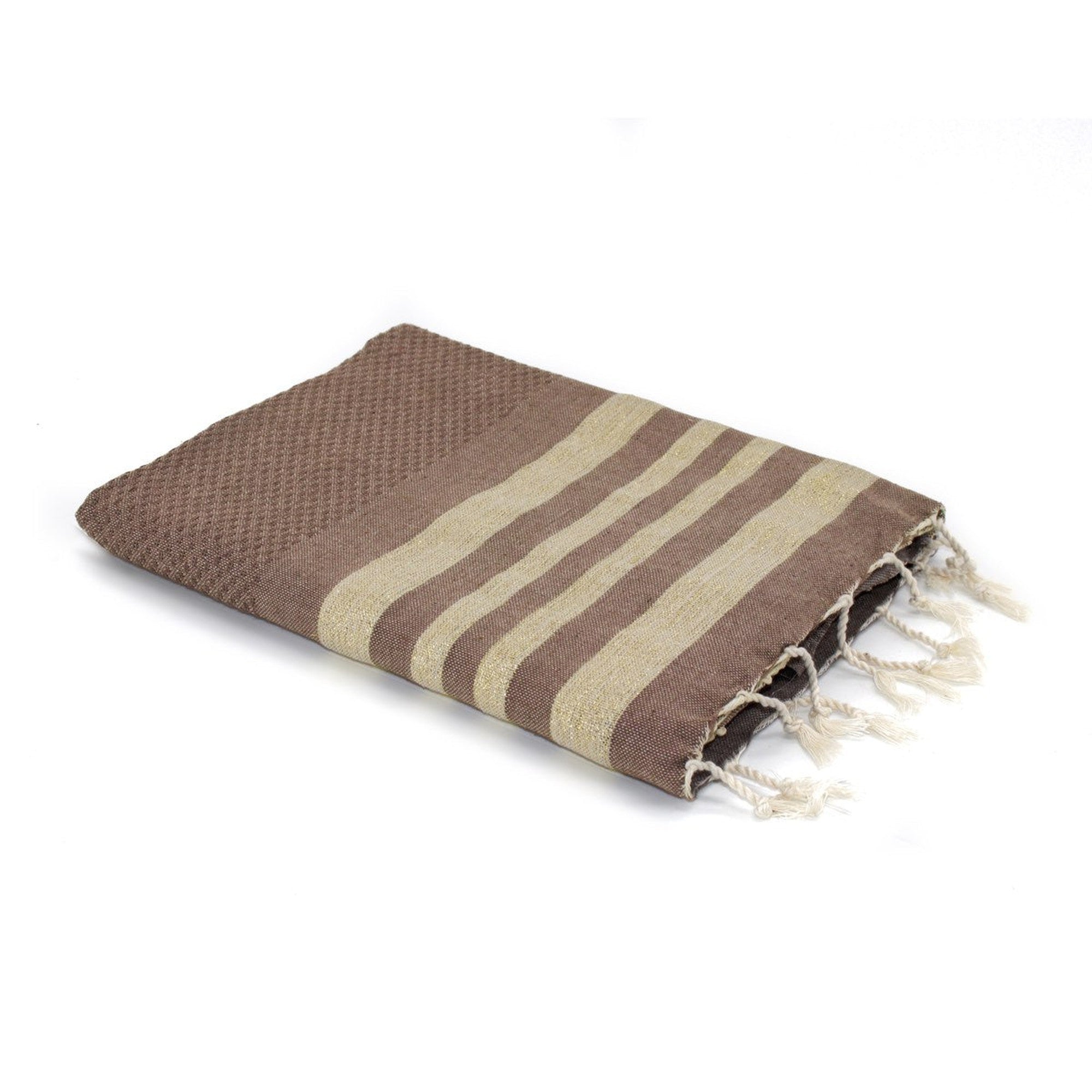 Fouta Nid D'Abeille Coton 100X200 Hamptons Moka / Or