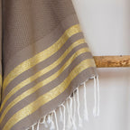 Fouta Nid D'Abeille Coton 100X200 Hamptons Moka / Or