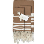 Foutas De Bain (1+2) Coton 100X200+2(40X60) Hamptons Moka / Blanc