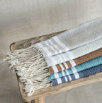 Foutas De Bain (1+2) Coton 100X200+2(40X60) Hamptons Moka / Blanc
