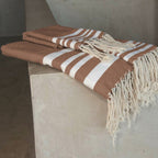 Foutas De Bain (1+2) Coton 100X200+2(40X60) Hamptons Moka / Blanc