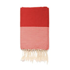 Fouta Nid D'Abeille Coton 100X200 Ibiza Écrevisse / Blanc