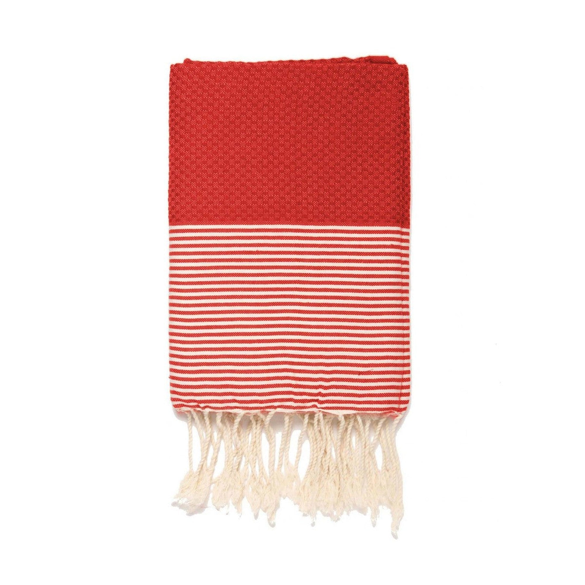 Fouta Nid D'Abeille Coton 100X200 Ibiza Écrevisse / Blanc