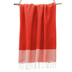 Fouta Nid D'Abeille Coton 100X200 Ibiza Écrevisse / Blanc