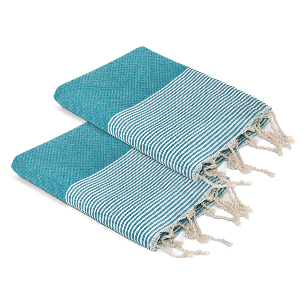 Lot De 2 Foutas Coton 100X200 Ericeira Vert Turquoise