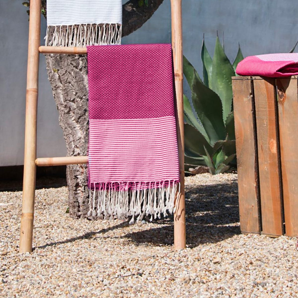 Lot de 2 foutas coton 100x200 ERICEIRA rose fuchsia