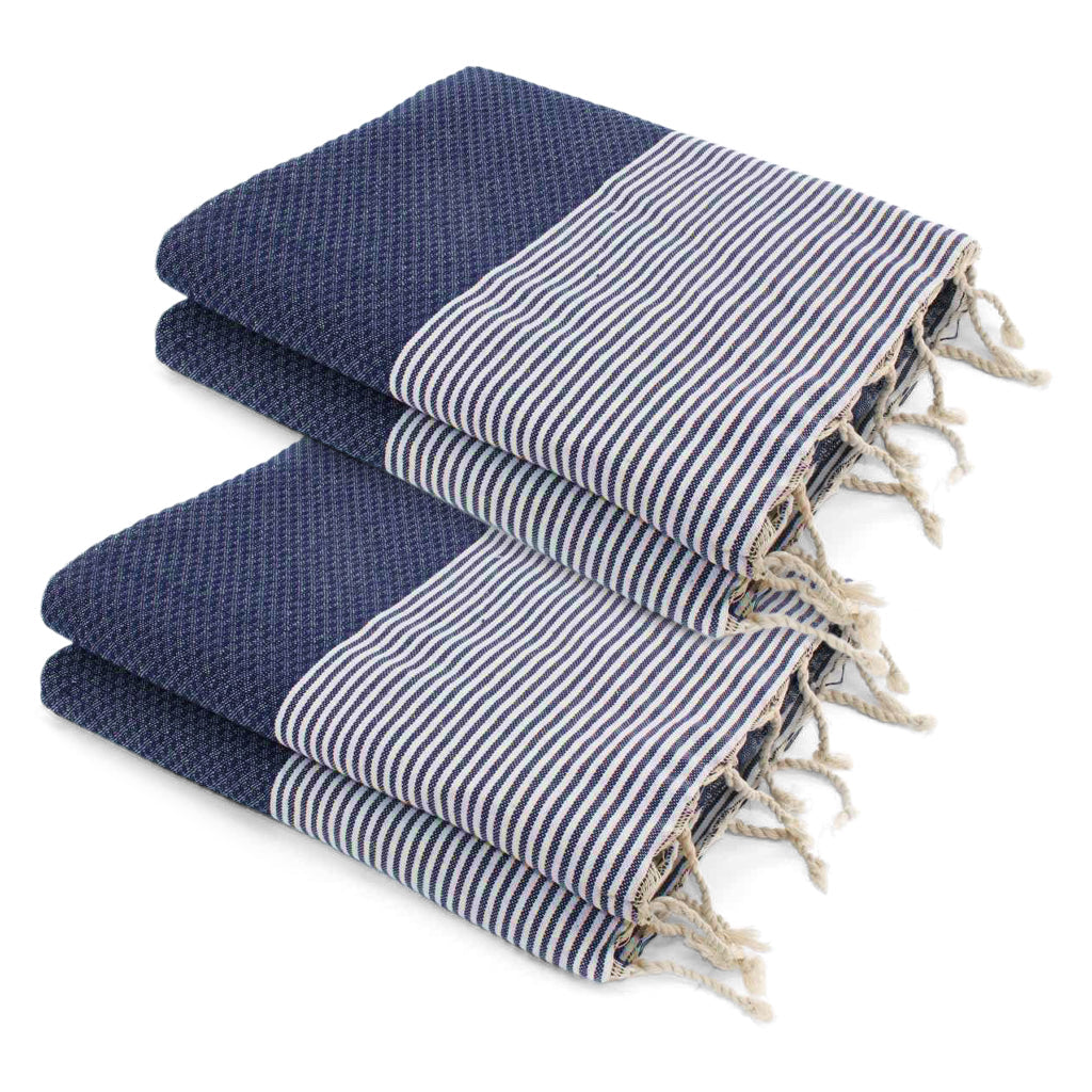 Pack Of 2 Foutas Xxl Ericeira - Denim Blue - Cotton