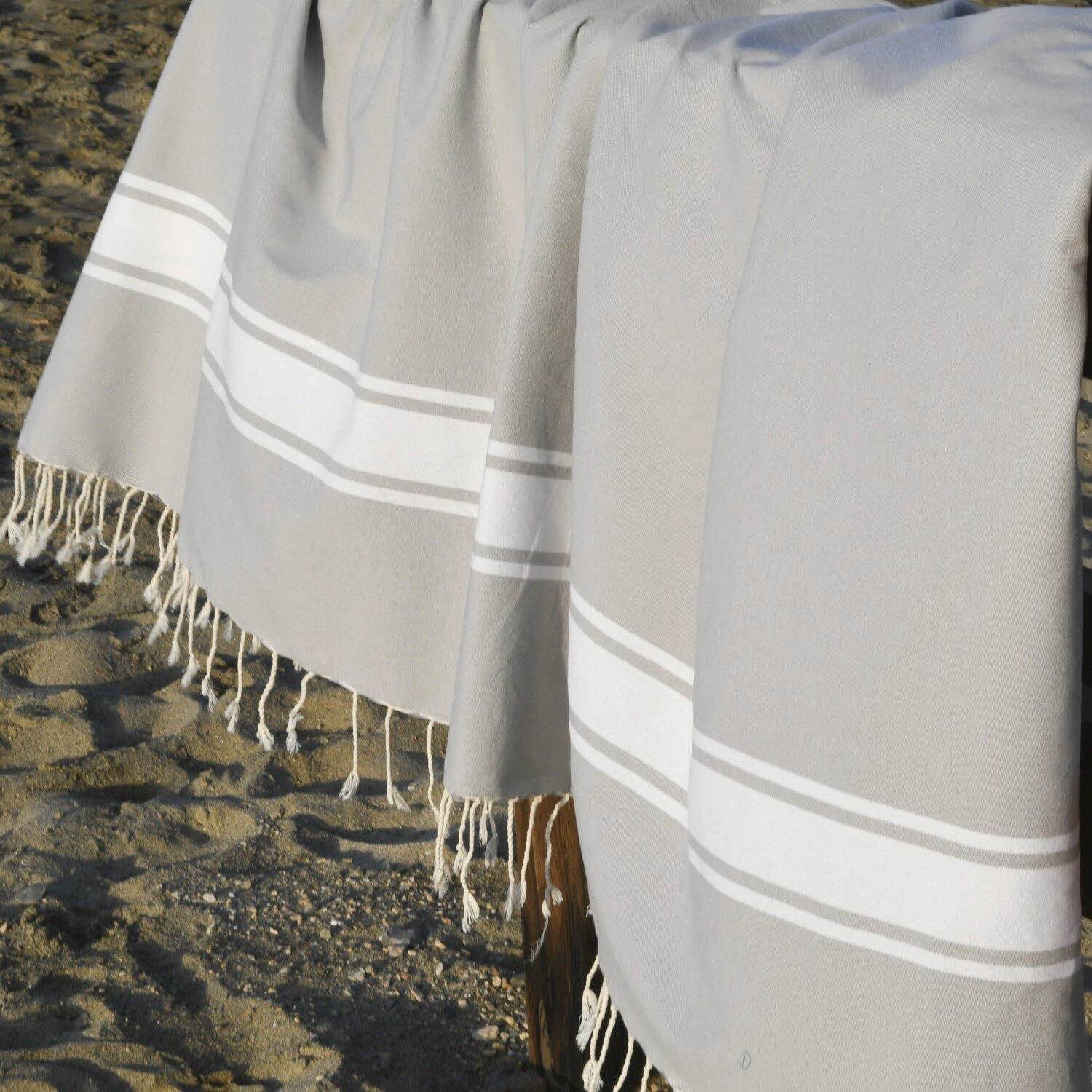 Pack of 2 Foutas Xxl Malibu - Pearl Gray - Cotton