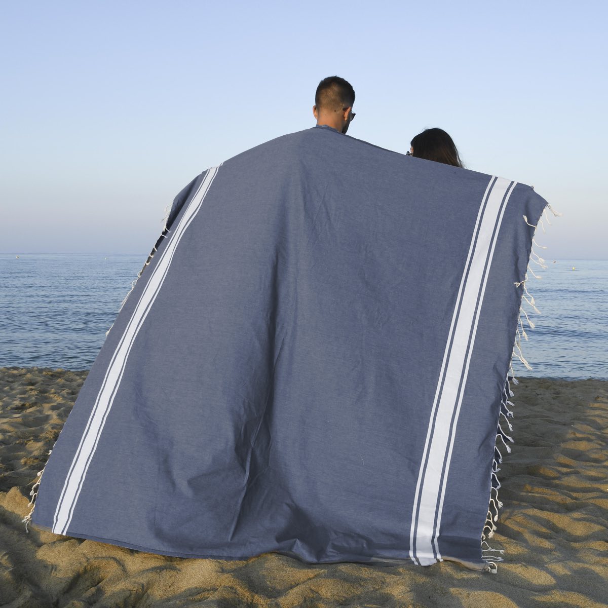 Pack Of 2 Foutas Xxl Malibu - Denim Blue - Cotton