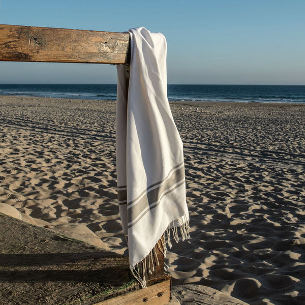 St Tropez - Fouta blanca - Blanco/Gris perla