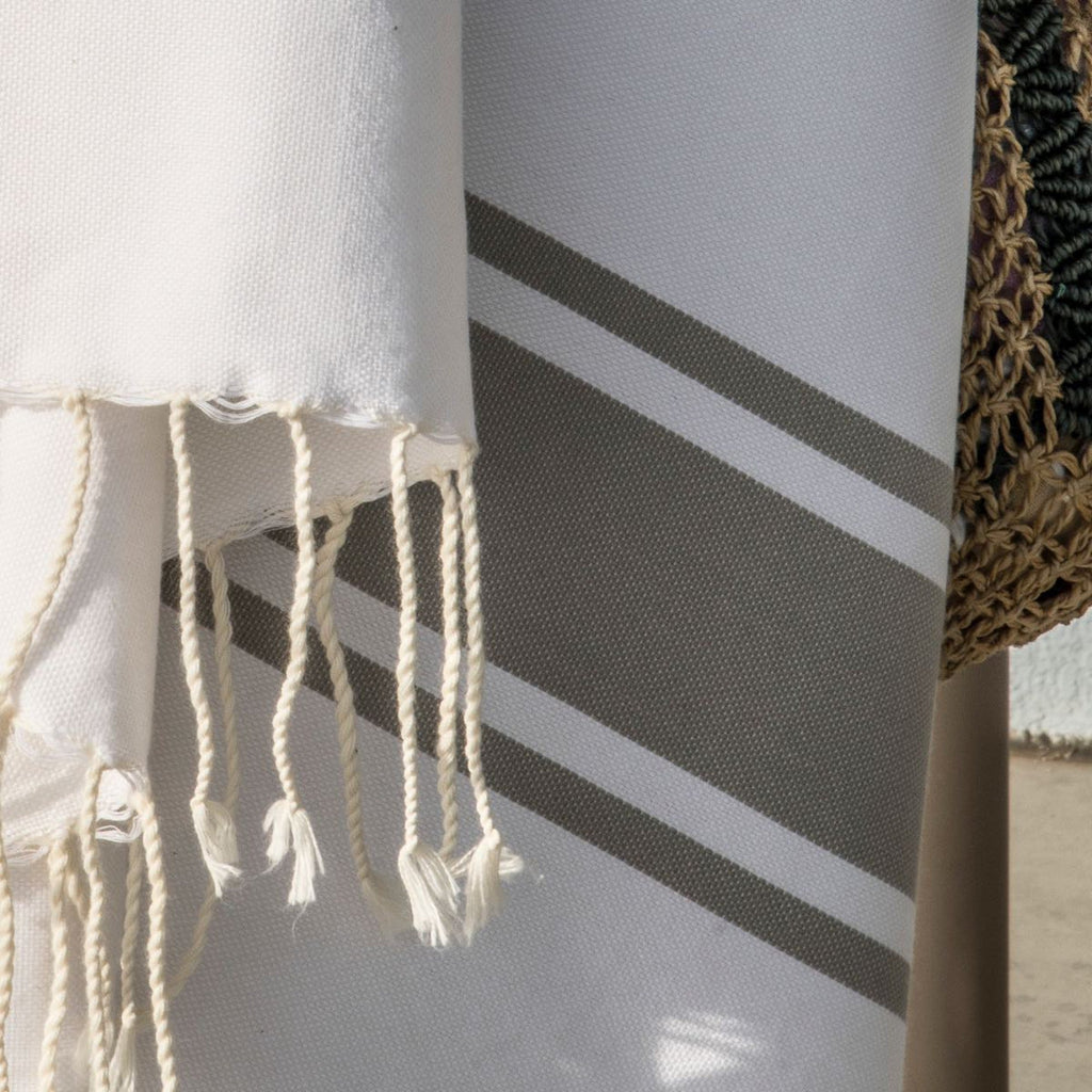 Fouta Blanca - Algodón - Blanco / Gris Perla - St Tropez