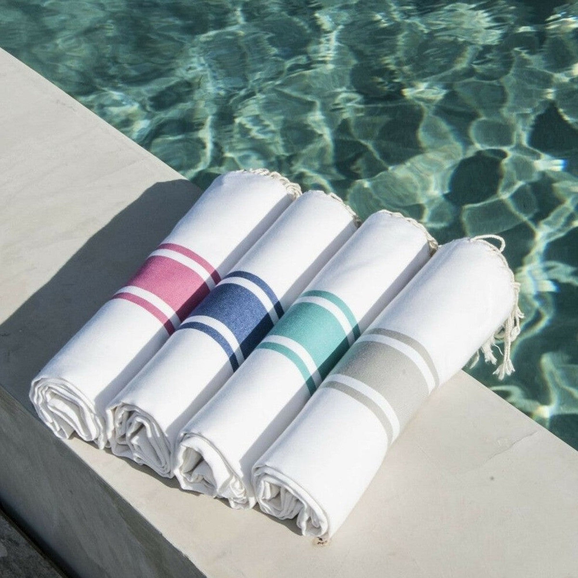 Fouta Blanca - Algodón - Blanco / Gris Perla - St Tropez