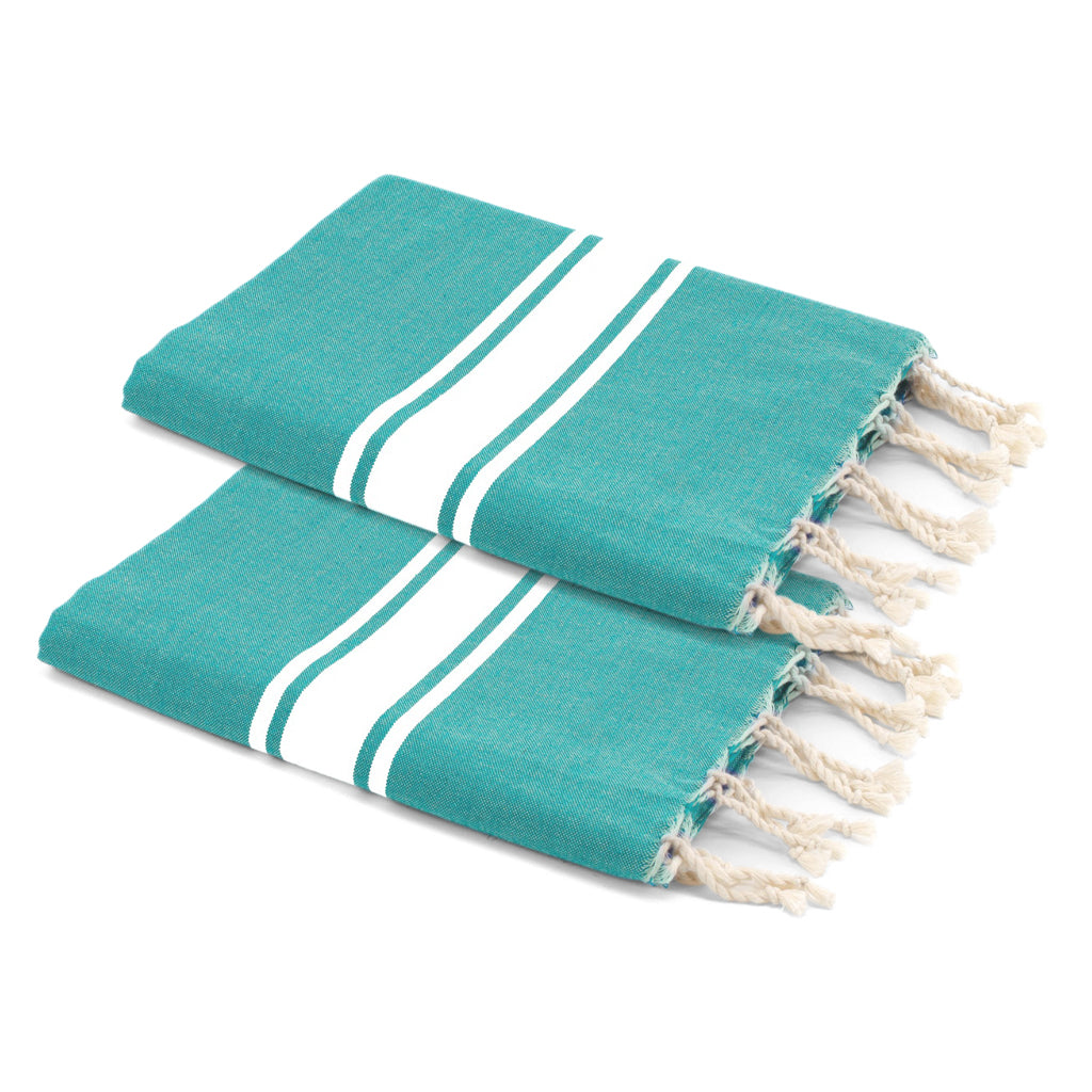 Pack of 2 Foutas Malibu - Turquoise Green - Cotton