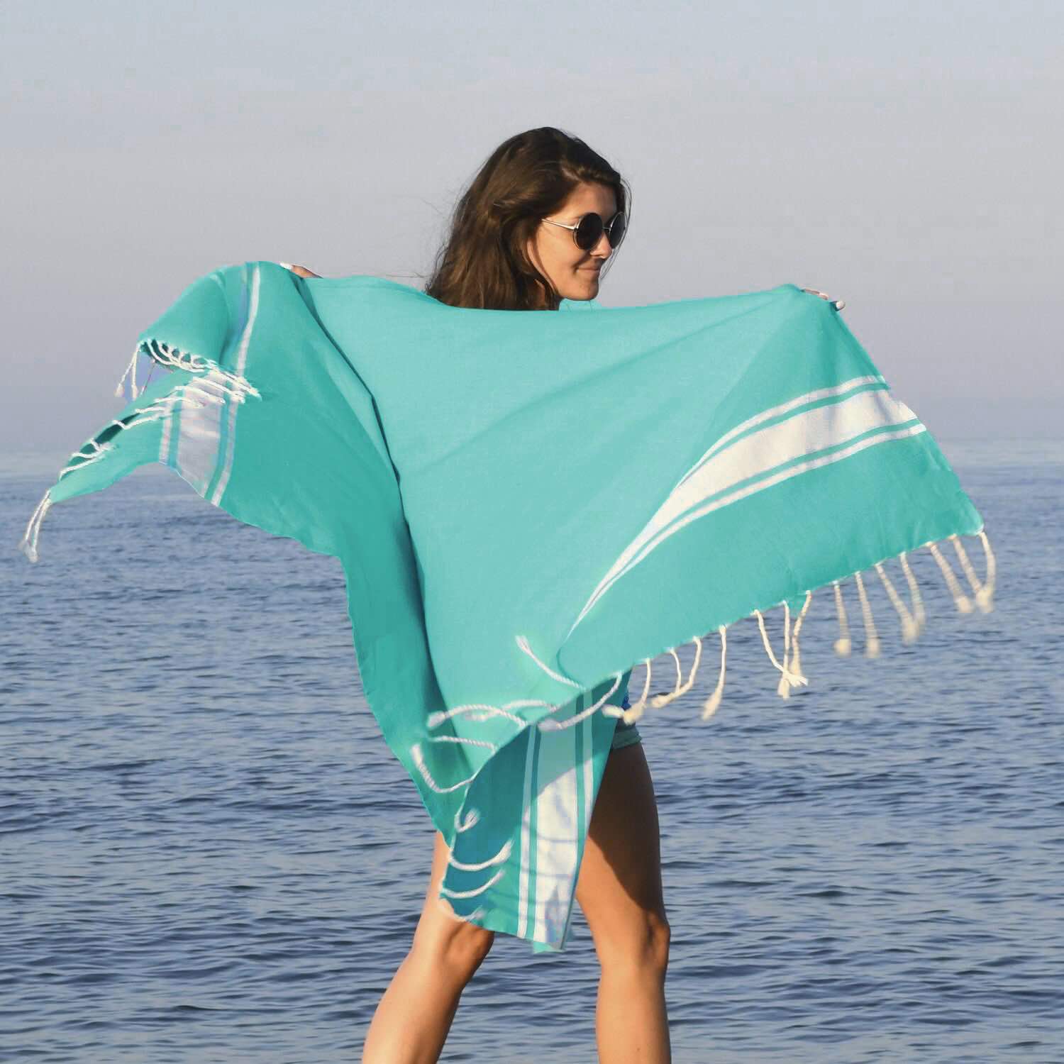 Pack of 2 Foutas Malibu - Turquoise Green - Cotton