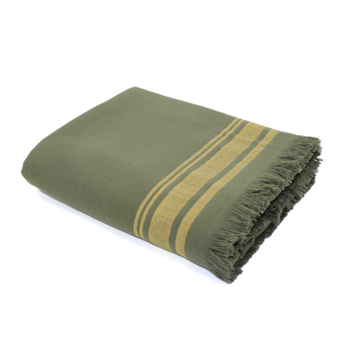 Fouta Éponge Coton Vert Kaki 100X180 Faro Vert Kaki / Moutarde