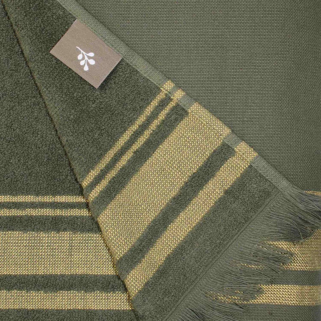 Fouta Éponge Coton Vert Kaki 100X180 Faro Vert Kaki / Moutarde