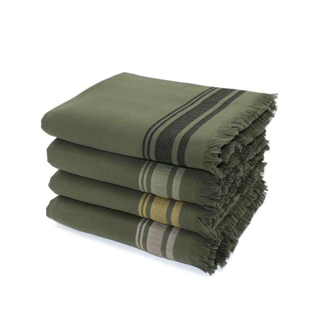 Fouta Éponge Coton Vert Kaki 100X180 Faro Vert Kaki / Moutarde