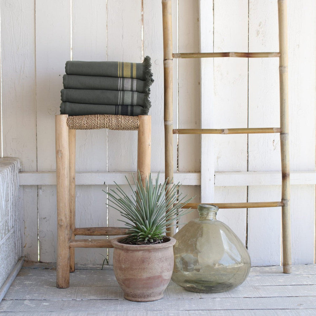 Fouta Éponge Coton Vert Kaki 100X180 Faro Vert Kaki / Moutarde