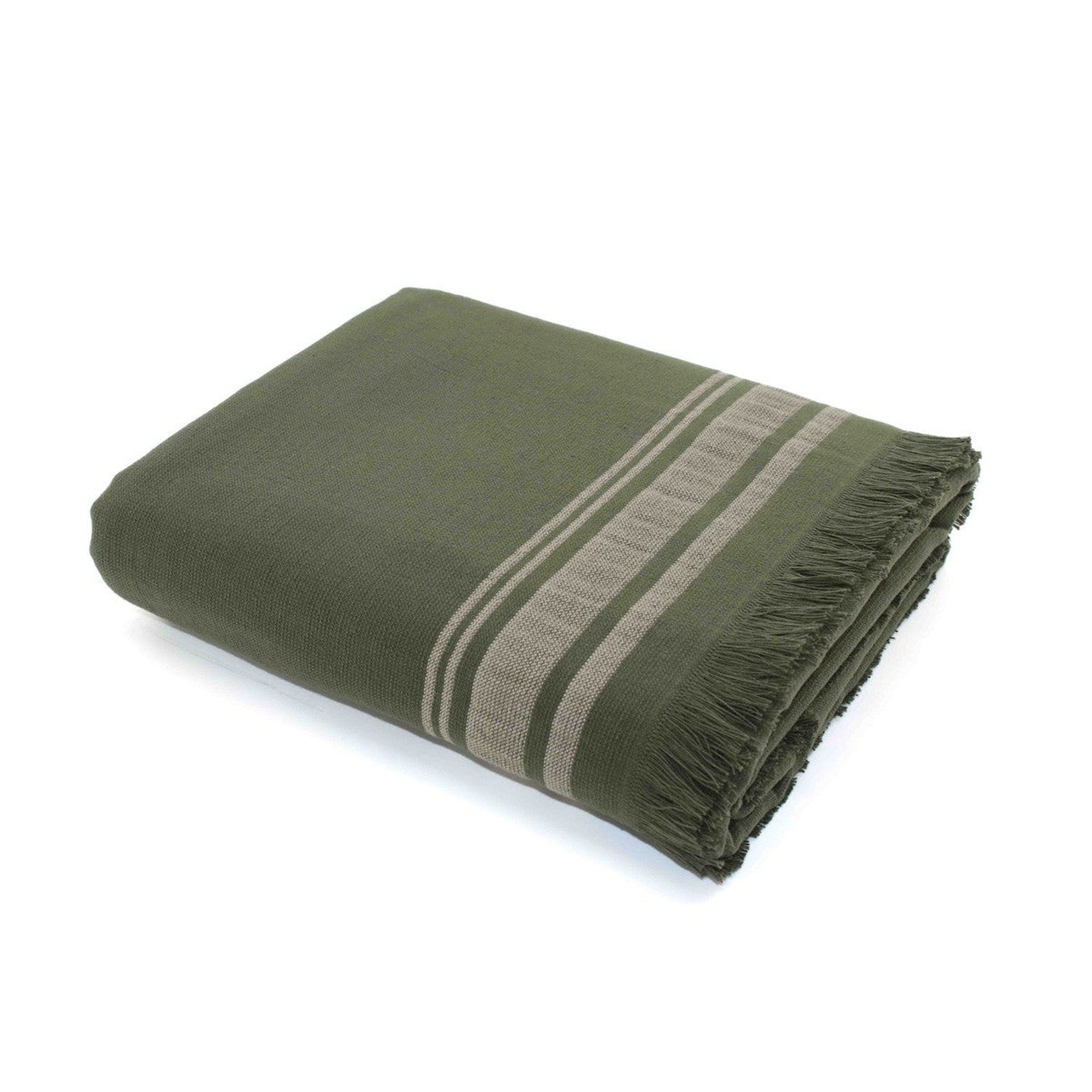Fouta Terry - Algodón - Verde Caqui / Greige - Faro