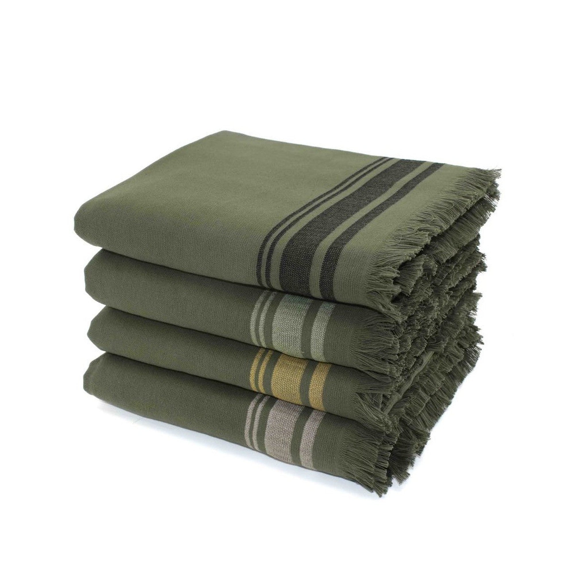 Fouta Terry - Algodón - Verde Caqui / Greige - Faro