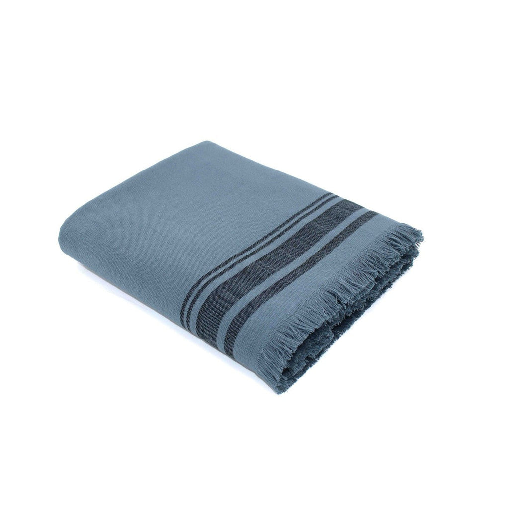 Fouta Cotton Terry Towel 100x180 - Faro - Storm Blue / Black