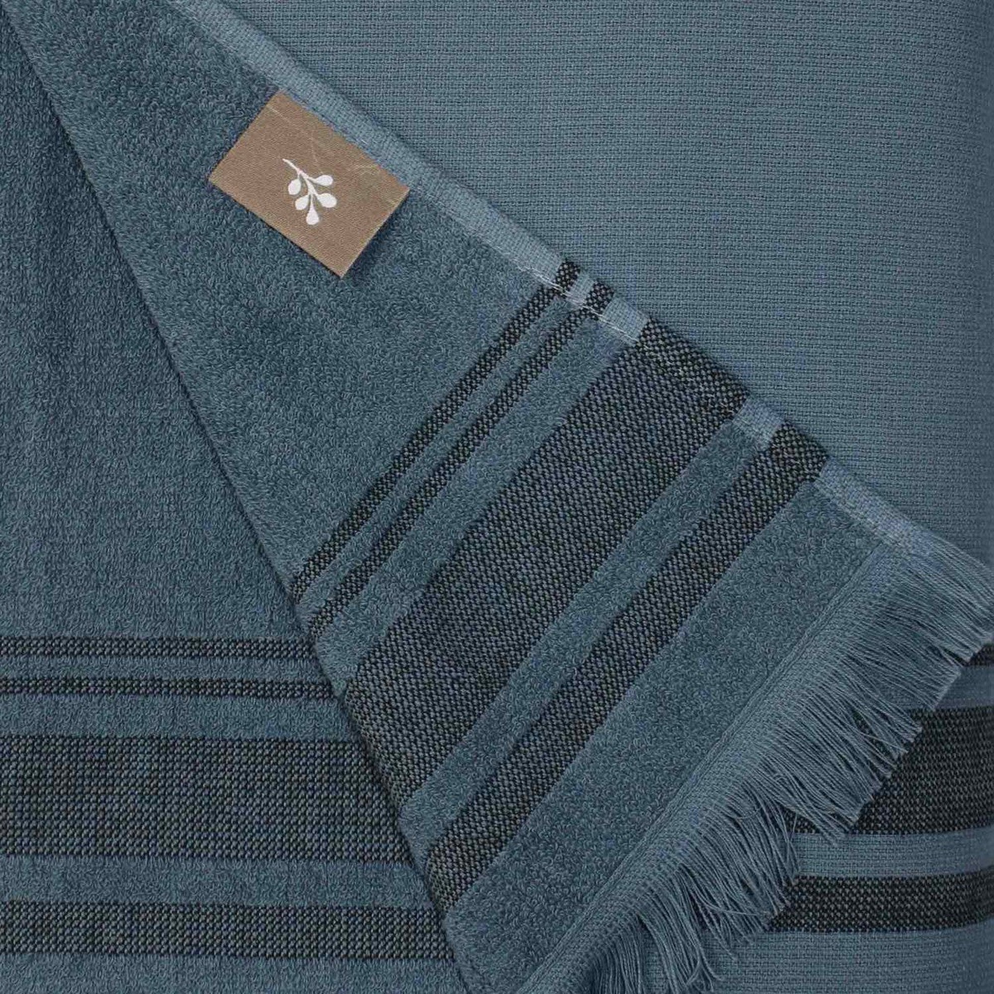 Fouta Cotton Terry Towel 100x180 - Faro - Storm Blue / Black