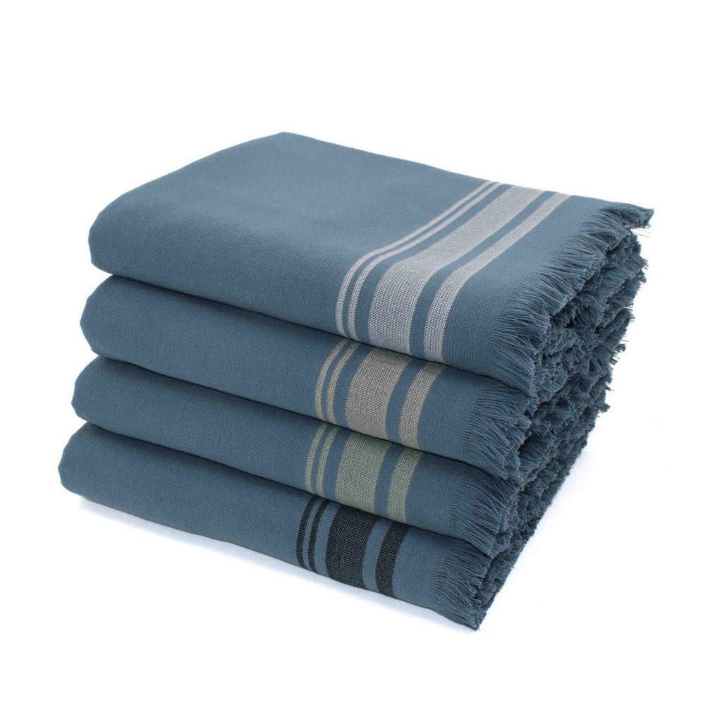 Fouta Cotton Terry Towel 100x180 - Faro - Storm Blue / Black