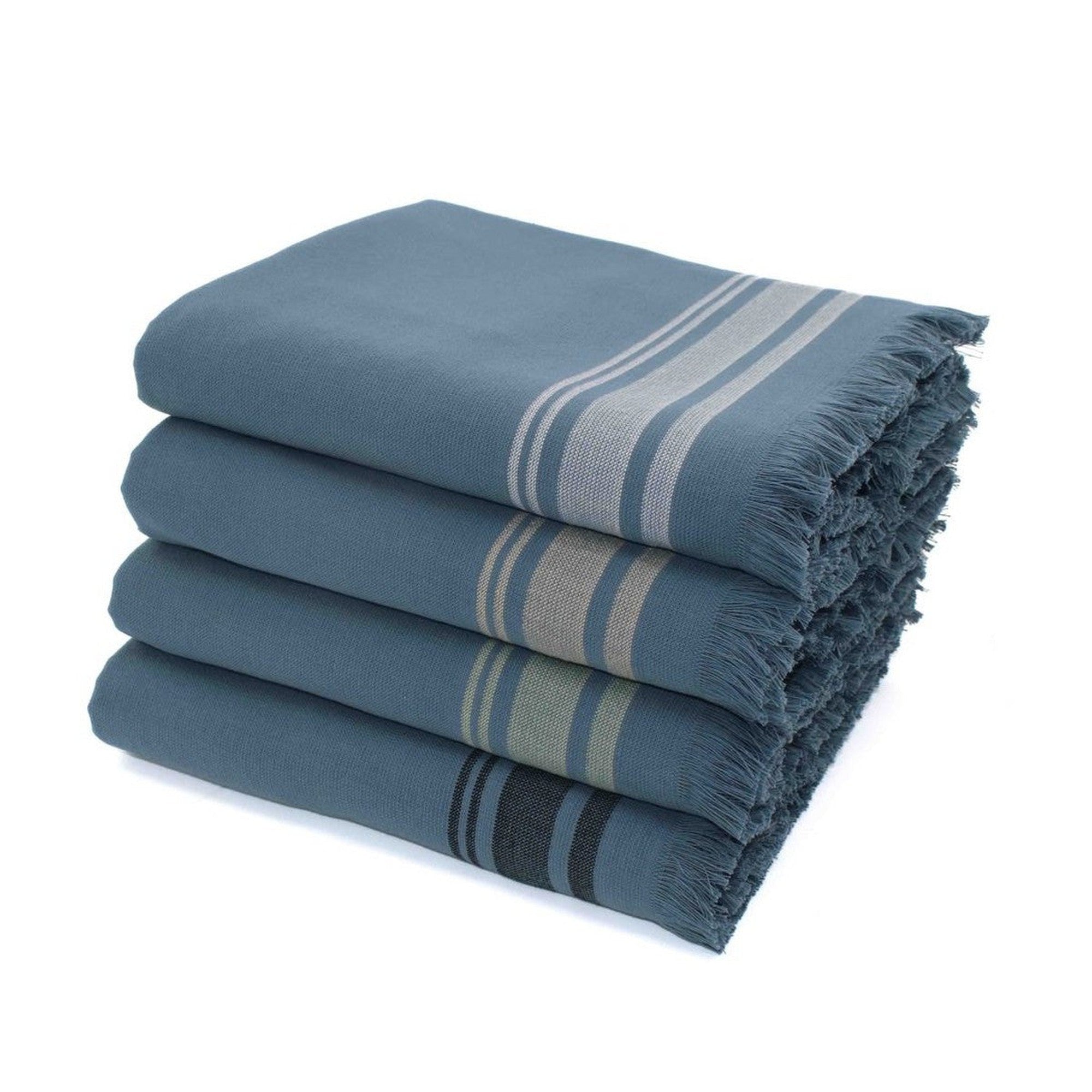 Fouta Cotton Terry Towel 100x180 - Faro - Storm Blue / Black