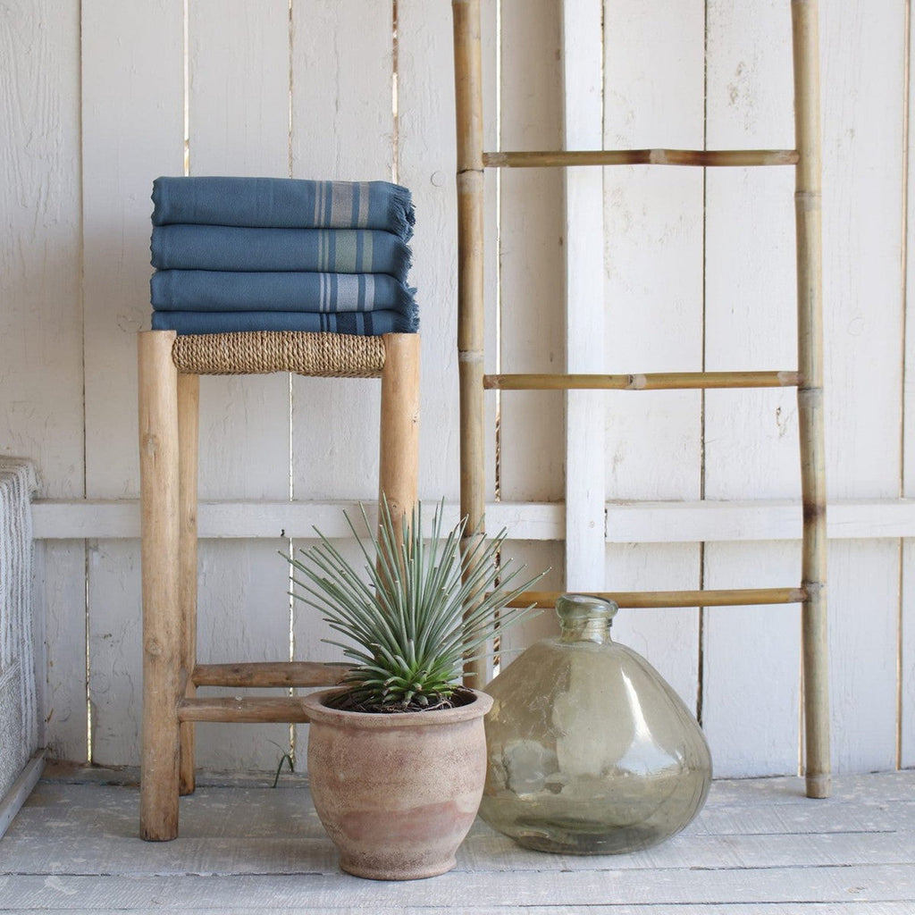 Fouta Cotton Terry Towel 100x180 - Faro - Storm Blue / Black