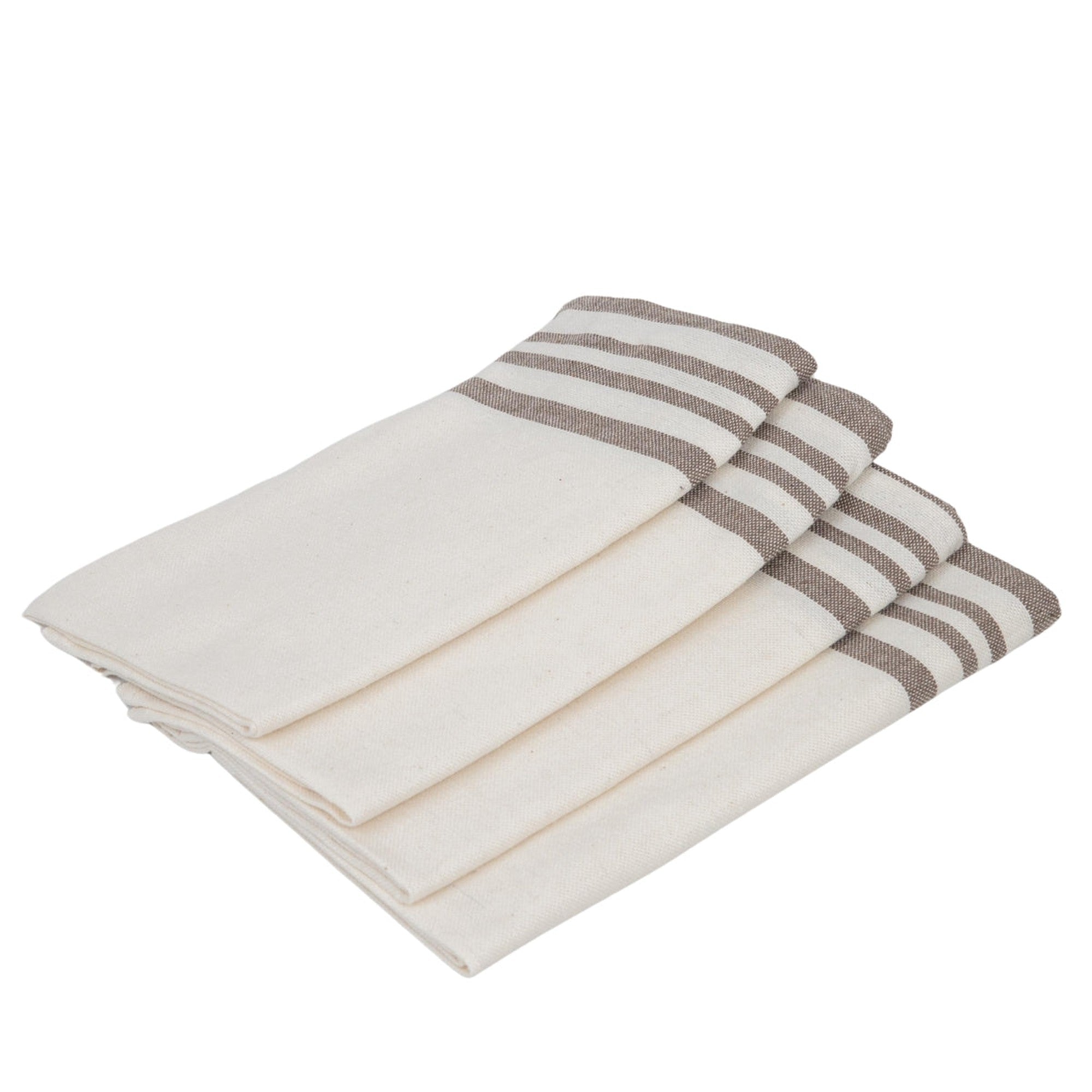Mahdia - Lot De 4 Serviettes De Table - Blanc/Taupe