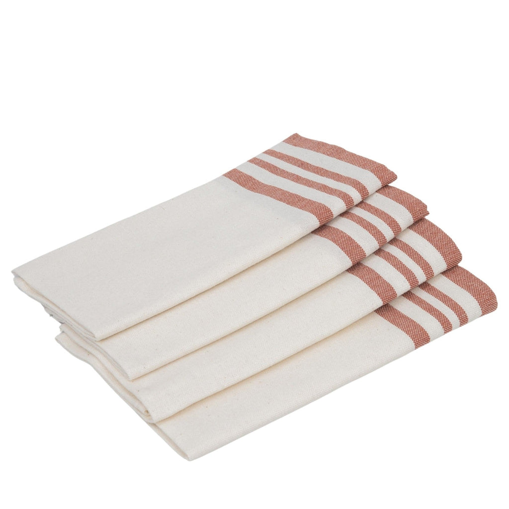 Set of 4 Cotton Napkins 45x45 - Mahdia - White / Red