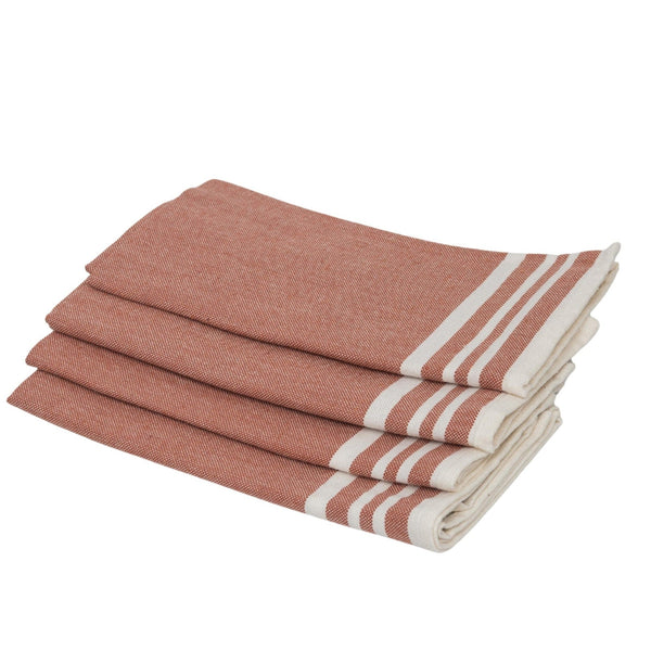 Mahdia - Lot De 4 Serviettes De Table - Rouge Tomette