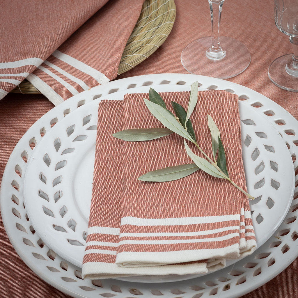 Set of 4 Cotton Napkins 45x45 - Mahdia - Terracotta Red